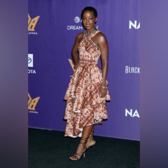 NWT Autumn Adeigbo Signy Dress Abstract Printed Tiered Midi Sleeveless Sz 10 - Picture 8 of 16